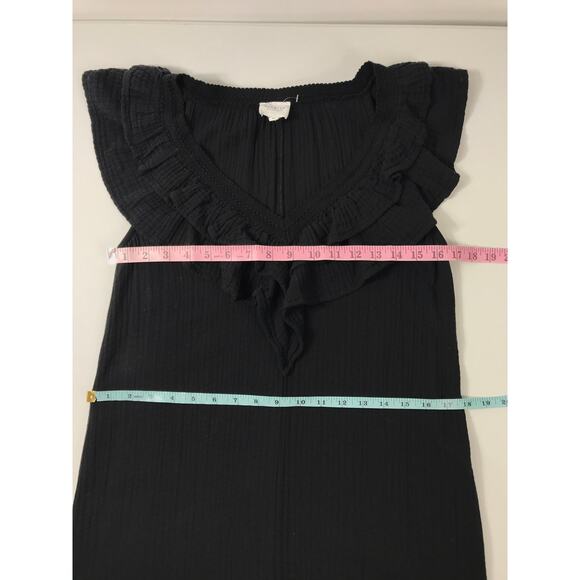 Sundays Gauze Ruffle Maxi Sundress Black Dress Women's S Cute Airy 100% Cotton - Picture 11 of 12